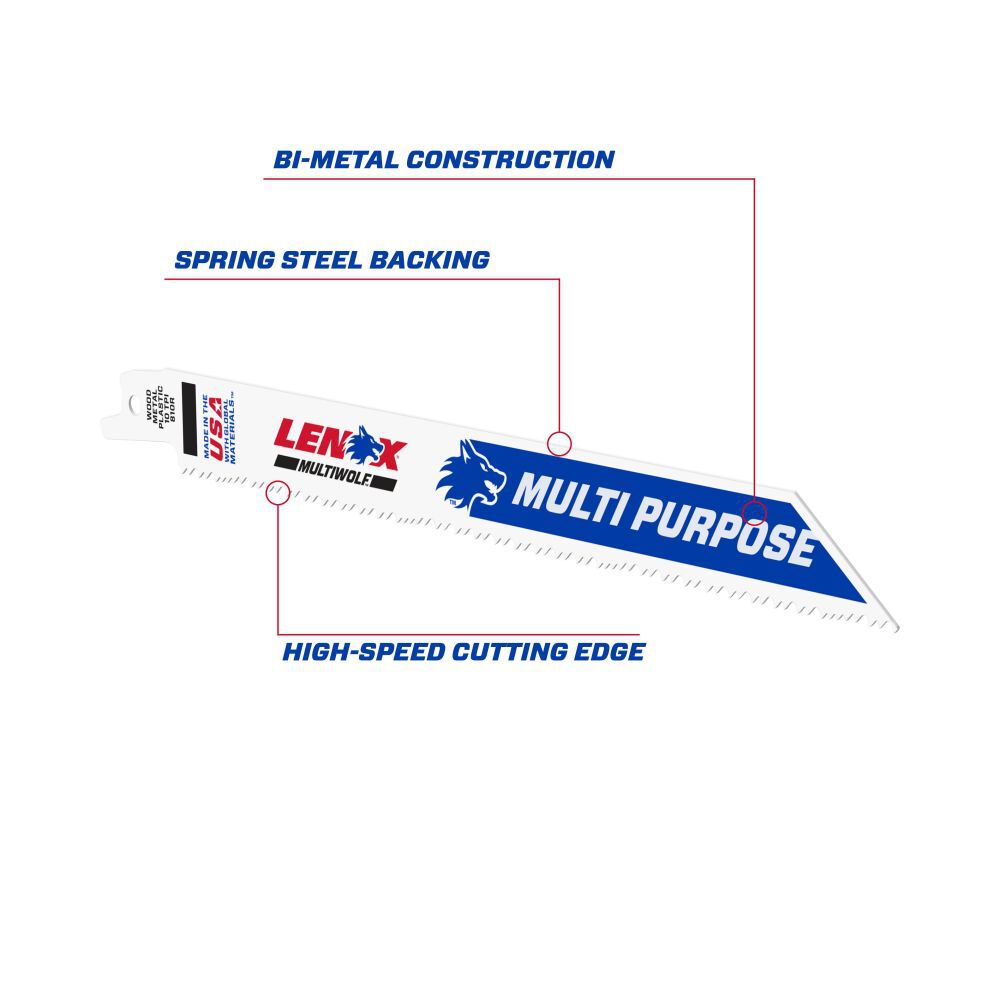 Lenox 8 Inch 10 TPI MULTIWOLF WAVE EDGE Reciprocating Saw Blade, 25 Pieces, large image number 3