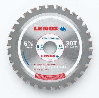 Lenox 5-3/8 In. (135 mm) 30 TPI Steel Cutting Circular Saw Blade, large image number 0