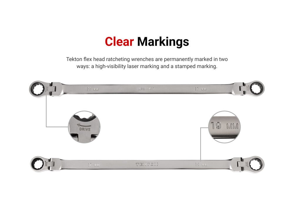 Tekton Flex Head Ratcheting Box End Wrench Set, (1/4-13/16 Inch, 6-19 mm), large image number 4