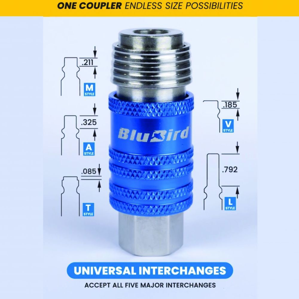 BluBird 3/8 Inch x 50 Ft Rubber Air Hose with 5-in-1 Coupler, large image number 3