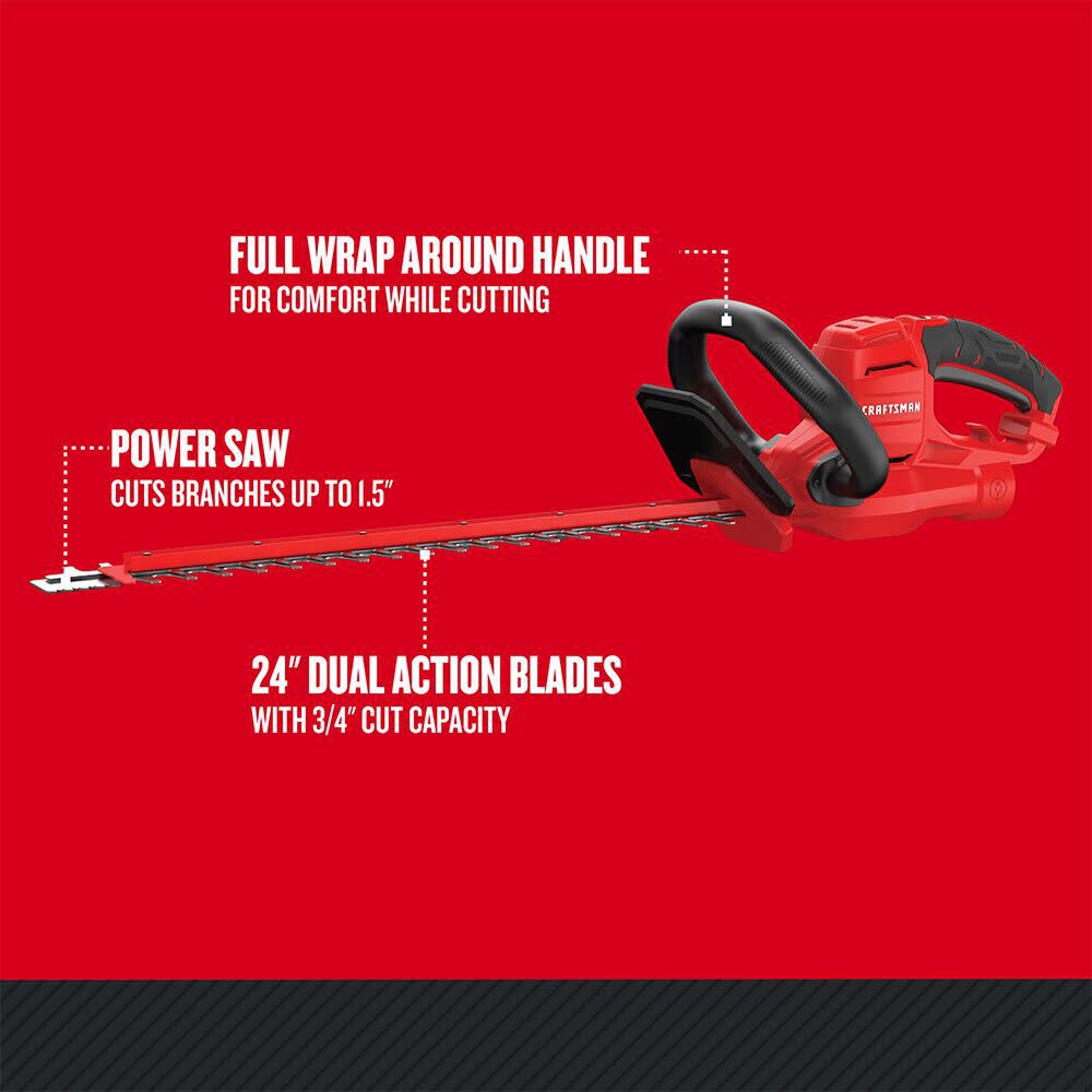 CRAFTSMAN 22 Inch Electric Corded 3.8 Amp Hedge Trimmer with Power Saw, large image number 2