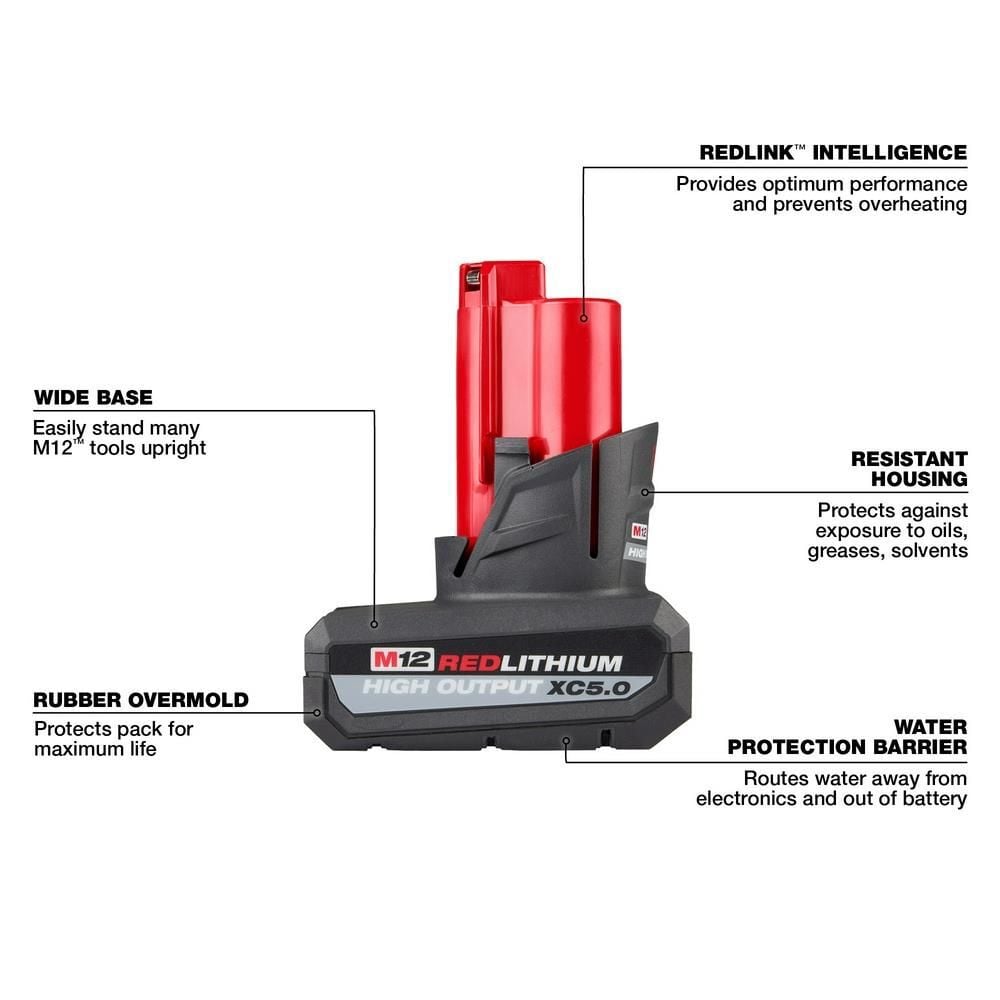 Milwaukee M12 REDLITHIUM XC 12V 5Ah Lithium Ion Power Tool Battery Pack, large image number 3