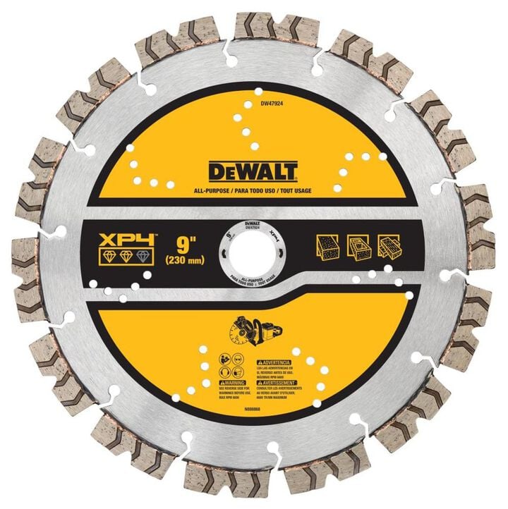 DEWALT XP4 All-Purpose 9 Inch Segmented Rim Diamond Blade for Fast Cuts in General Purpose Concrete