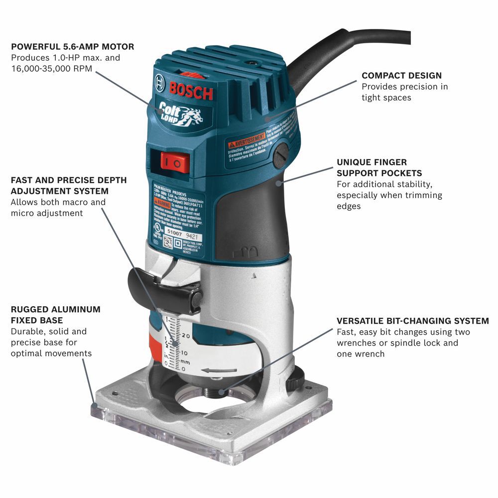 Bosch Colt Electronic Variable-Speed Palm Router, large image number 2