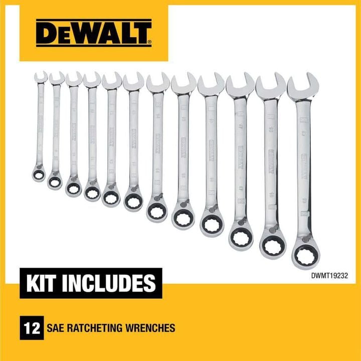 DEWALT 12 Piece Reversible Ratcheting Wrench Set - SAE, large image number 1