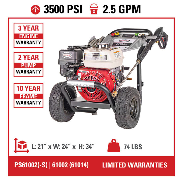Simpson PowerShot 3500 PSI 2-1/2 GPM Gas Powered Cold Water 49 State Commercial Pressure Washer with 5 Quick Connect Spray Tips, large image number 8