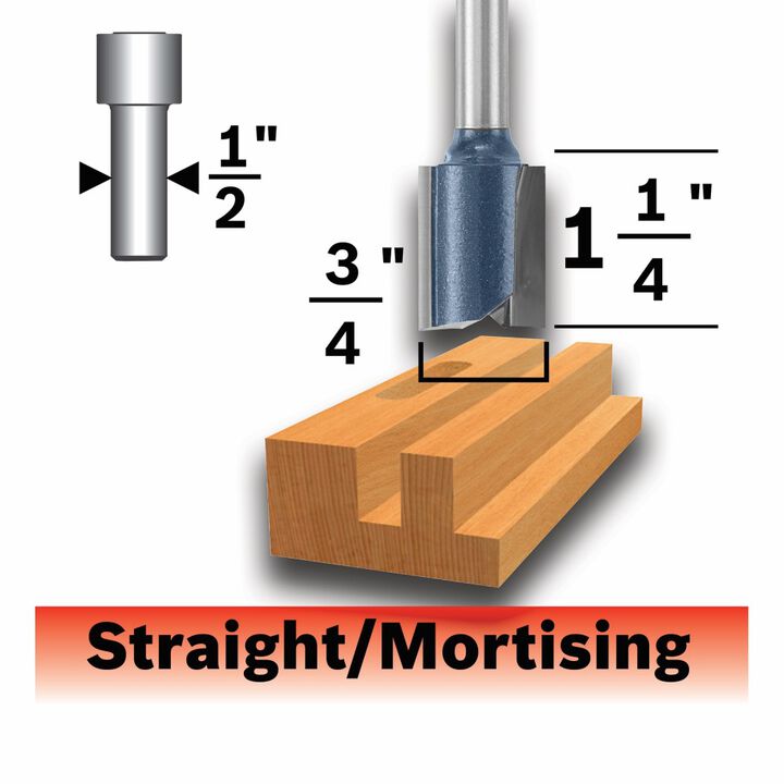 Bosch 3/4 Inch Carbide Tipped Double Flute Straight Router Bit 1/2In Shank, large image number 1