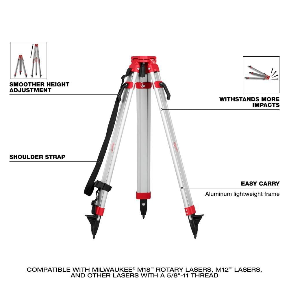 Milwaukee M18 Red Exterior Dual Slope Rotary Laser Level Kit with Receiver, Remote, Grade Rod & Tripod, large image number 7
