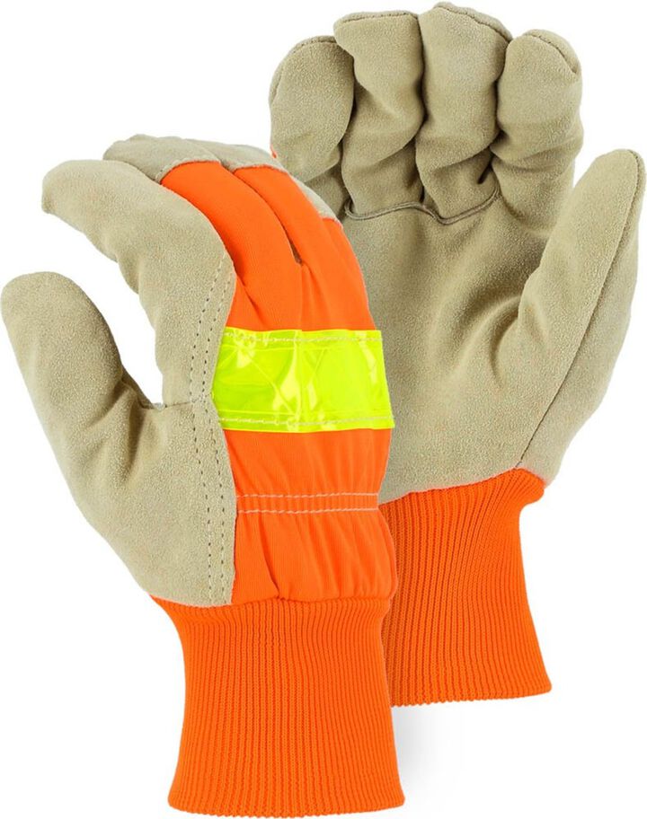Majestic Glove High Visibility Winter Lined Split Pigskin Leather Work Gloves, large image number 1