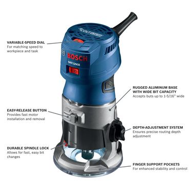Bosch Colt 1.25 HP (Max) Variable-Speed Palm Router Combination Kit, large image number 2