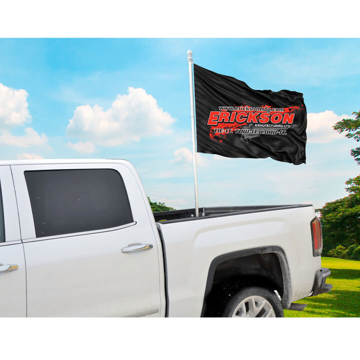 Erickson Mfg Steel Truck Bed Flag Pole Holder, Black Powder-Coated, No-Drill Clamp-On Mount, large image number 3