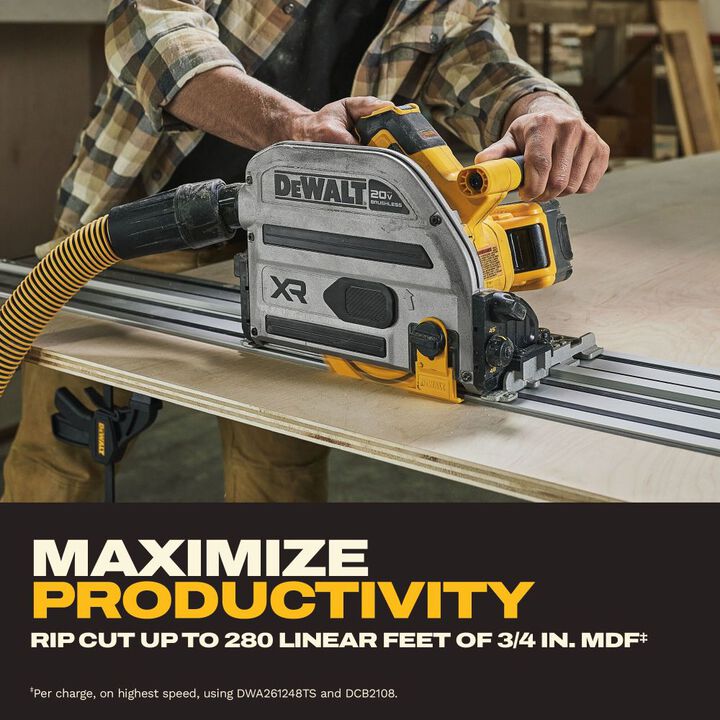 DEWALT 20V XR 6 1/2 Inch Track Saw Kit with Two 30 Inch Tracks, large image number 6
