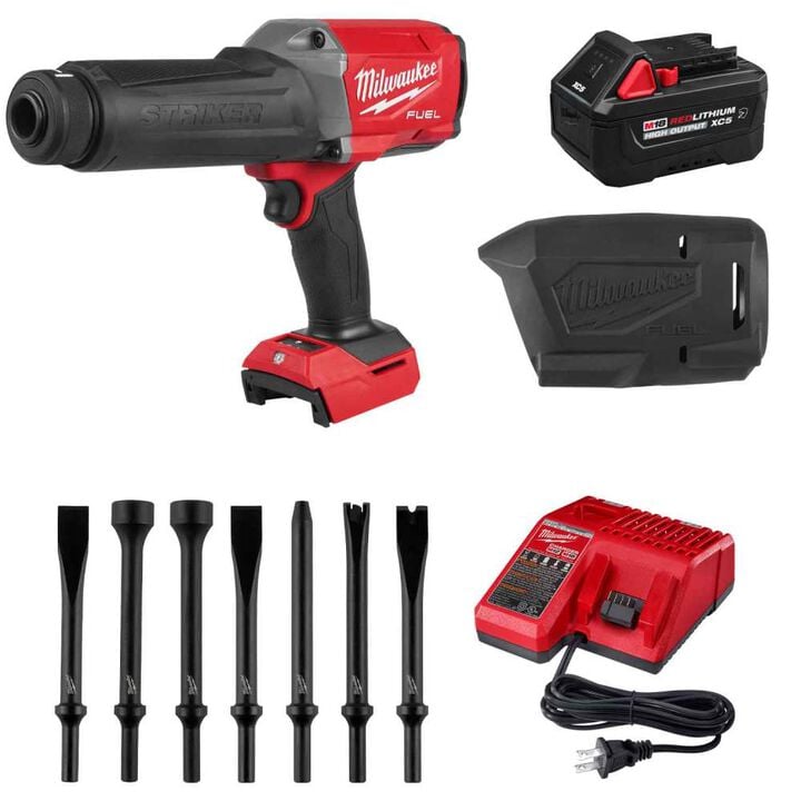 Milwaukee M18 FUEL STRIKER Hammer Chisel Kit with Protective Boot and 5pc Chisel Kit