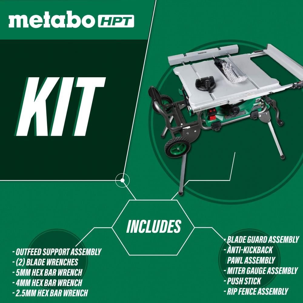Metabo HPT 10in Jobsite Table Saw with Fold Roll Stand, large image number 5