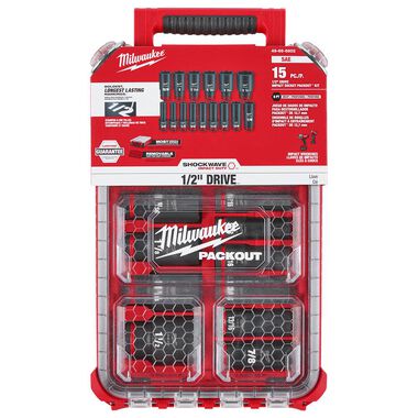 Milwaukee SHOCKWAVE Impact Duty Socket 1/2 Dr 15pc SAE PACKOUT Set, large image number 9
