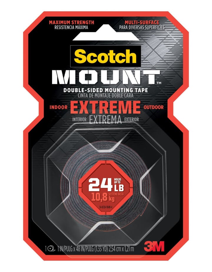 3M Scotch Mount 1 x 400 Inch Black Acrylic Double Sided Mounting Tape