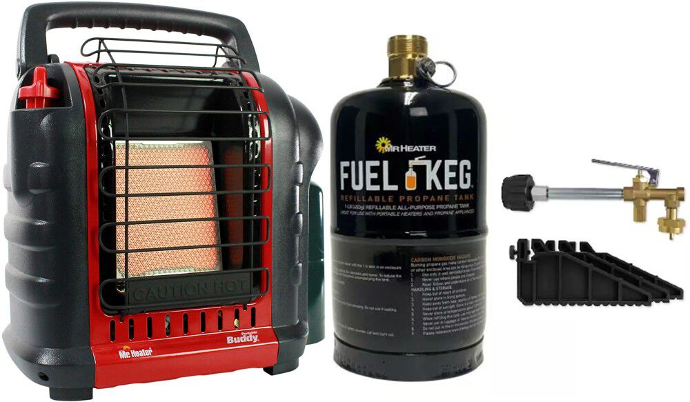 Mr Heater MH9BX Portable Buddy Heater 1 Pound Refillable Fuel Keg Tank & Refillable Propane Tank Kit Bundle, large image number 1
