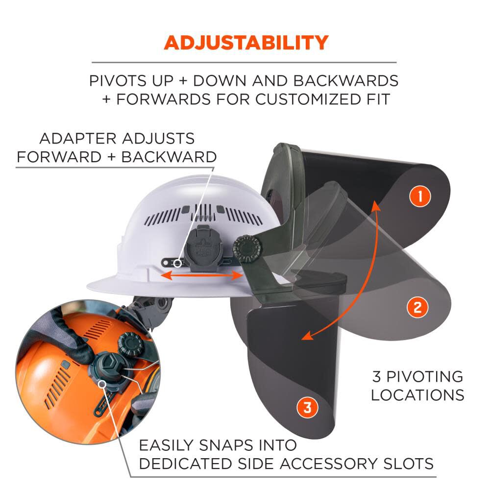 Ergodyne Clear Lens Gray Hard Hat Face Shield for Full Brim, large image number 5