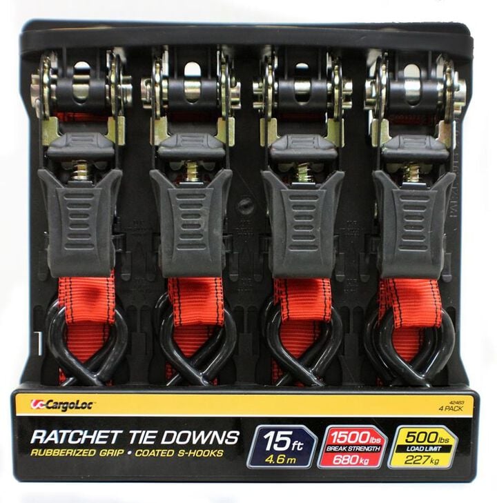 Allied International 1 Inch x 15 Ft. Ratchet Tie Down 4 Piece