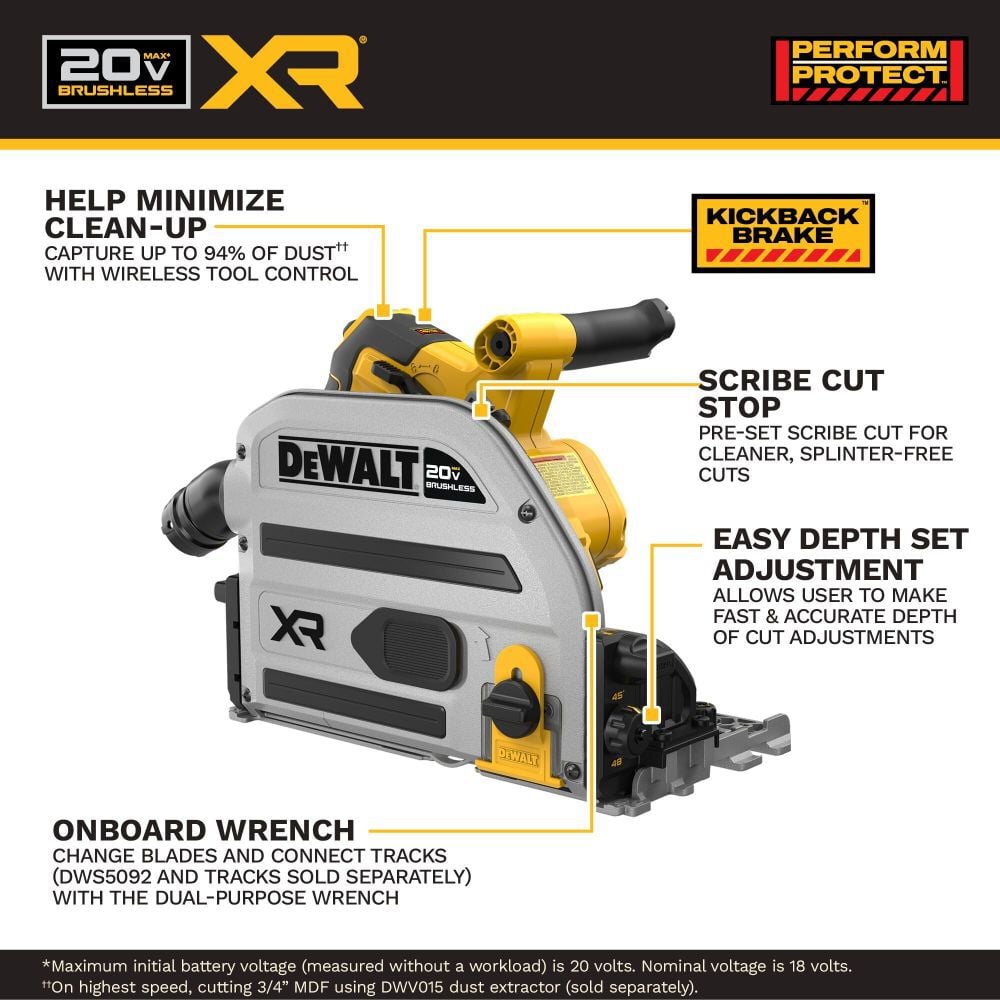 DEWALT 20V XR 6 1/2 Inch Track Saw (Bare Tool), large image number 3