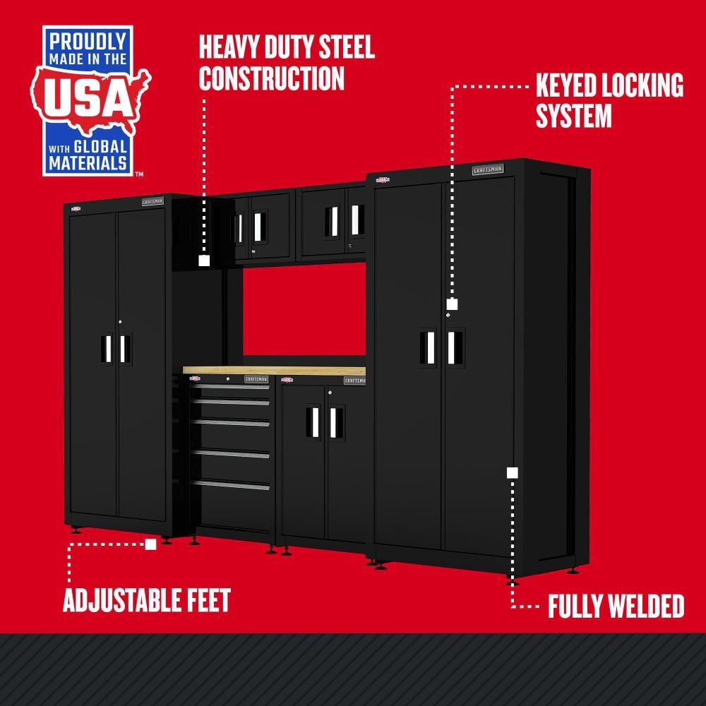 CRAFTSMAN 126 Inch Wide Welded Metal Storage Suite With Cabinet and Drawer Storage, 7 Piece, large image number 10