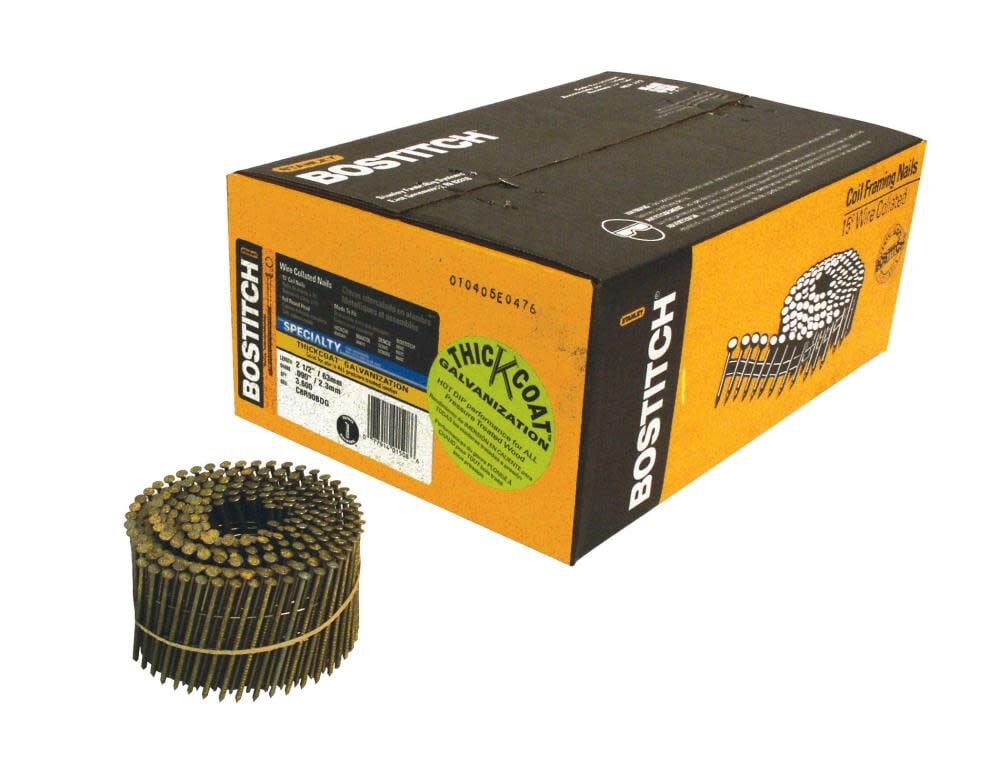 Bostitch 2-1/2 In. .090 Ring Shank Galvanized Coil Siding Nail – C8R90BDG