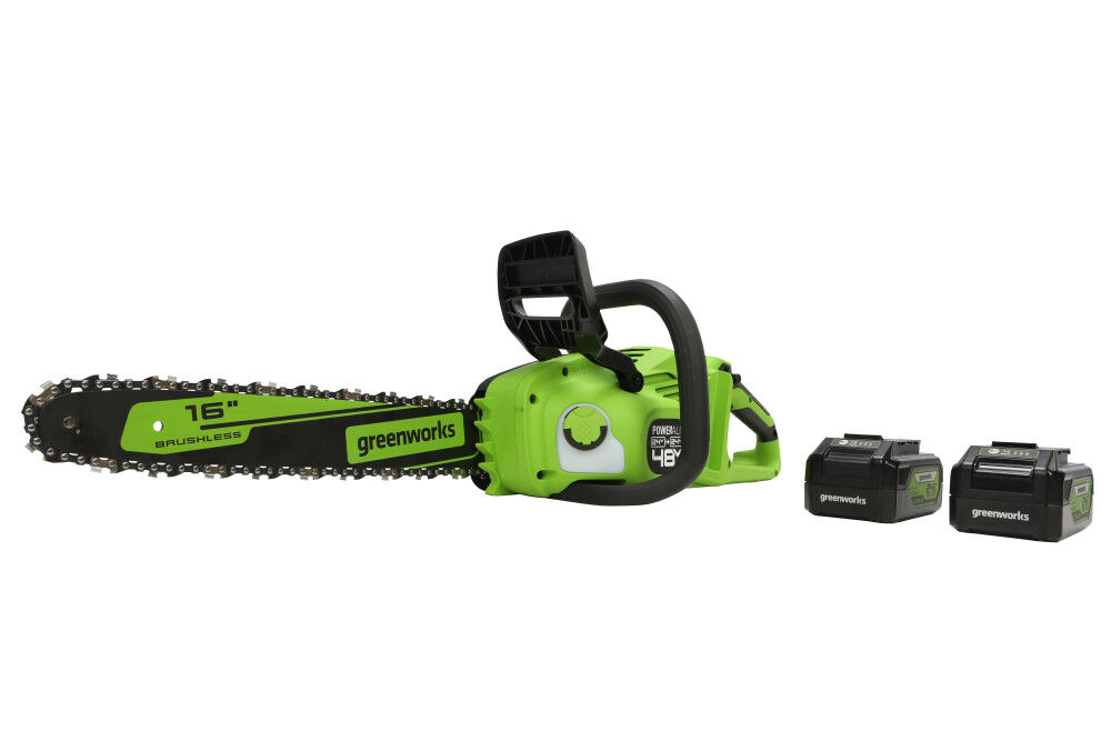 Greenworks 48V 16in Cordless Chainsaw with 4Ah Battery 2pk & Rapid Charger, large image number 2