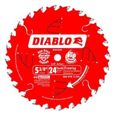 Diablo Tools 5-3/8 In. x 24 Tooth 10 mm Arbor Framing Saw Blade, large image number 0