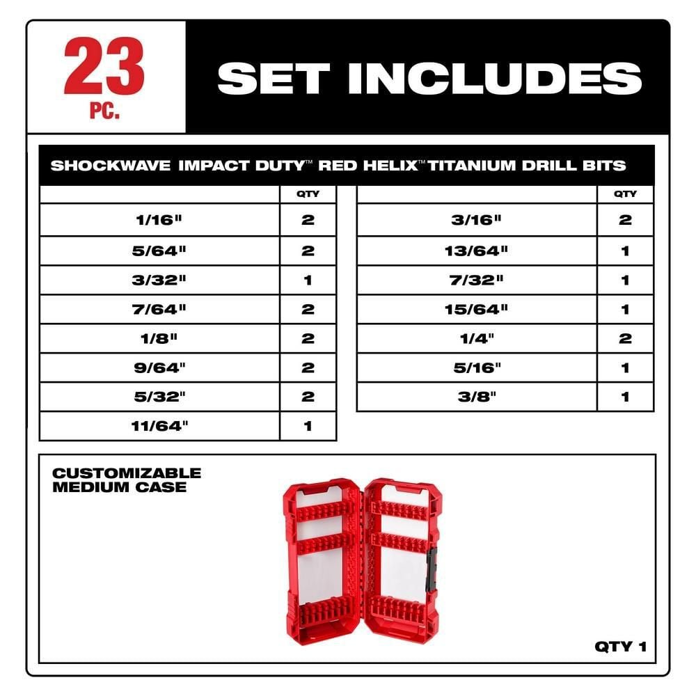 Milwaukee SHOCKWAVE Impact Duty RED HELIX Titanium Drill Bit Set  23PC, large image number 3