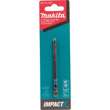 Makita Impact X #1 Phillips 3-1/2 Power Bit, large image number 1