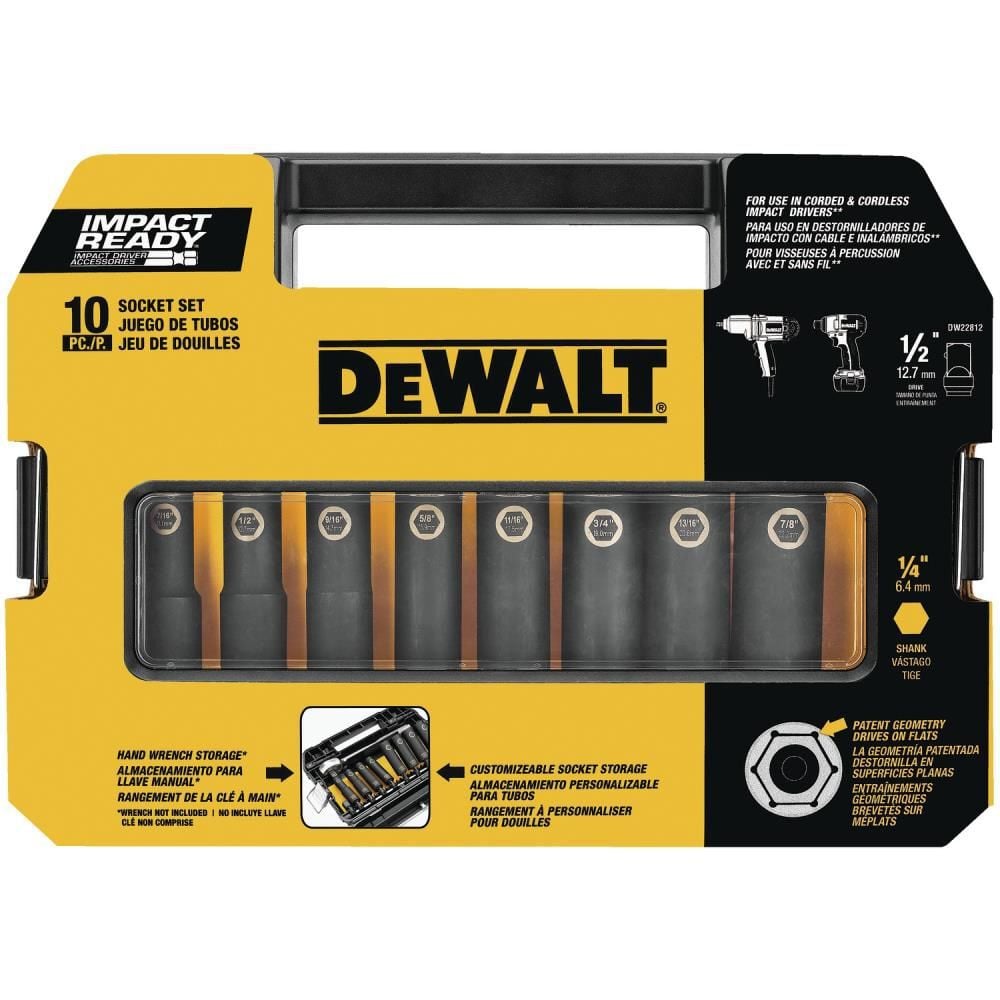 DEWALT 1/2-in 10Pc Impact Ready Socket Set, large image number 3