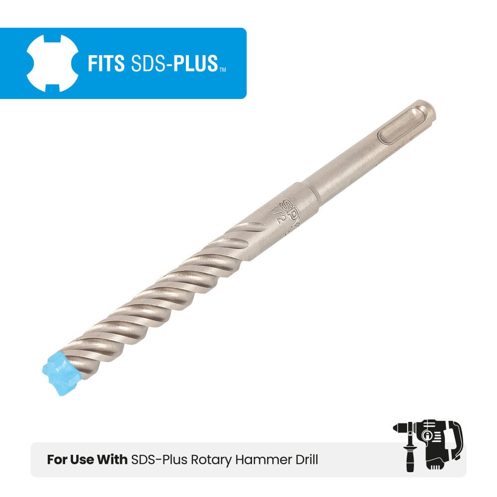 Spyder 1/2 Inch x 6 Inch SDS-Plus Hammer Drill Bit, 4 Full Carbide Cutter, large image number 6