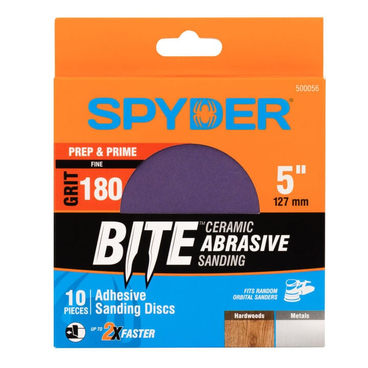 Spyder 180 Grit Ceramic Sanding Discs, 5 Inch Self Stick Adhesive PSA 10 Pieces