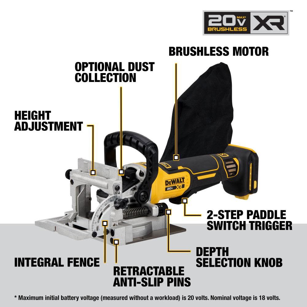 DEWALT 20V MAX XR Biscuit Joiner Bare Tool DCW682B Acme Tools