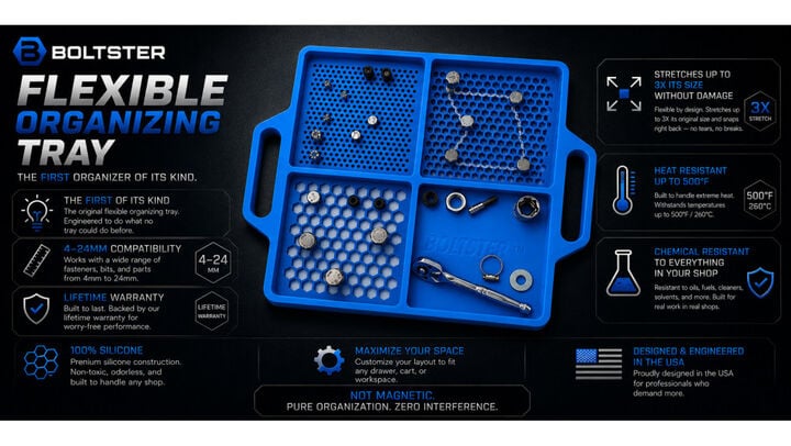 Boltster 4-Way Flexible Fastener Organizing Tray Blue, large image number 1