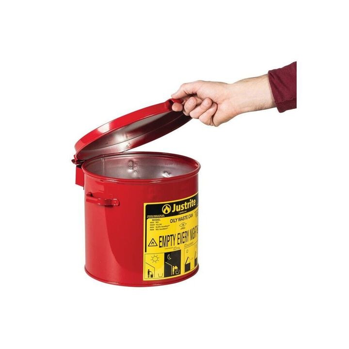 Justrite 2 Gallon Red Steel Countertop Oily Waste Can for Small Wipes, large image number 1