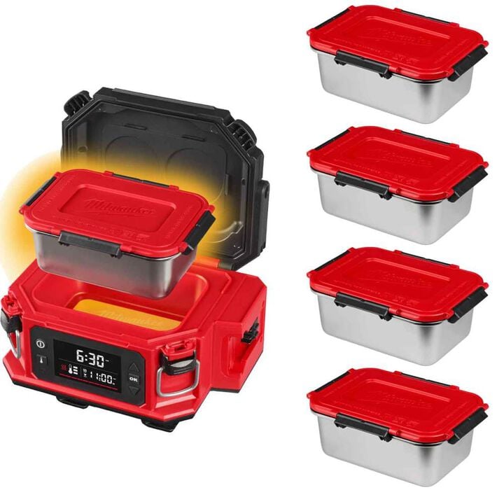 Milwaukee M18 Jobsite Lunch Warmer with 3 Extra Containers