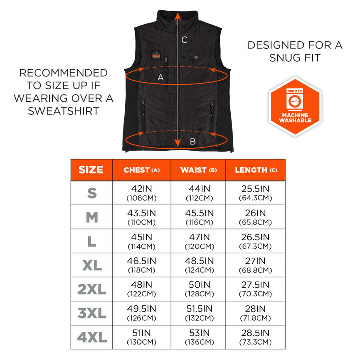 Ergodyne N-Ferno 6495 Rechargeable Heated Vest with Battery Black Small, large image number 7