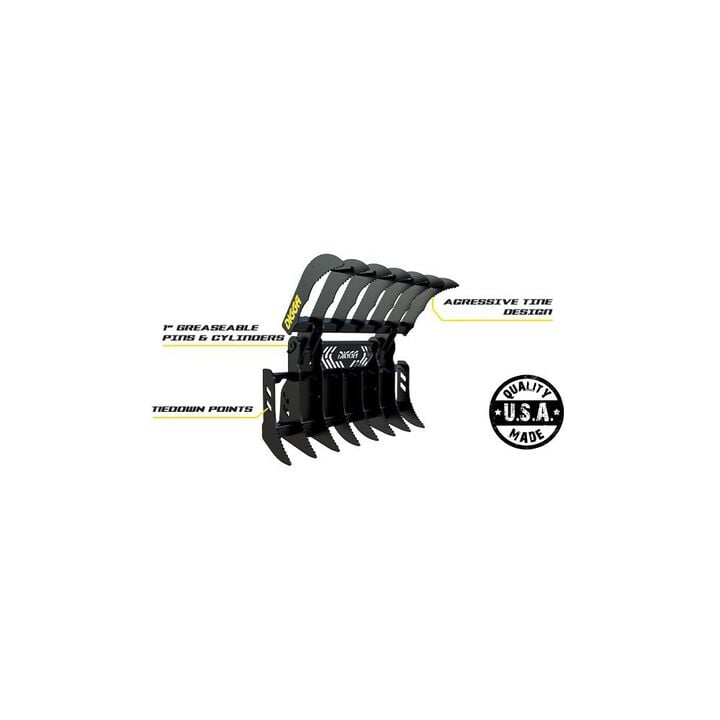 Digga North America 42 Inch 350 Pounds Grapple Rake for Kubota Miniature Skid Steer Loader, large image number 4