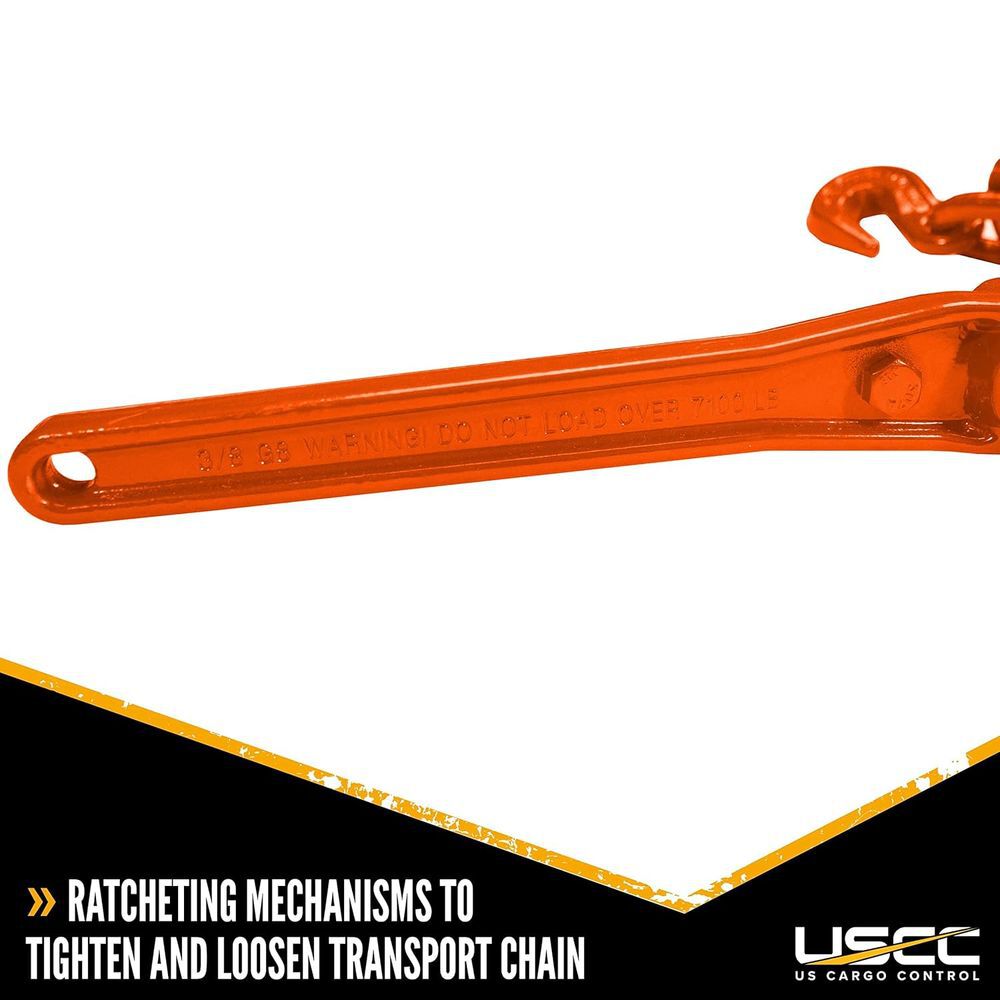 Columbus Mckinnon Heavy Duty Ratchet Load Binder for 3/8 Inch Grade 80 or Grade 100 Orange, large image number 3