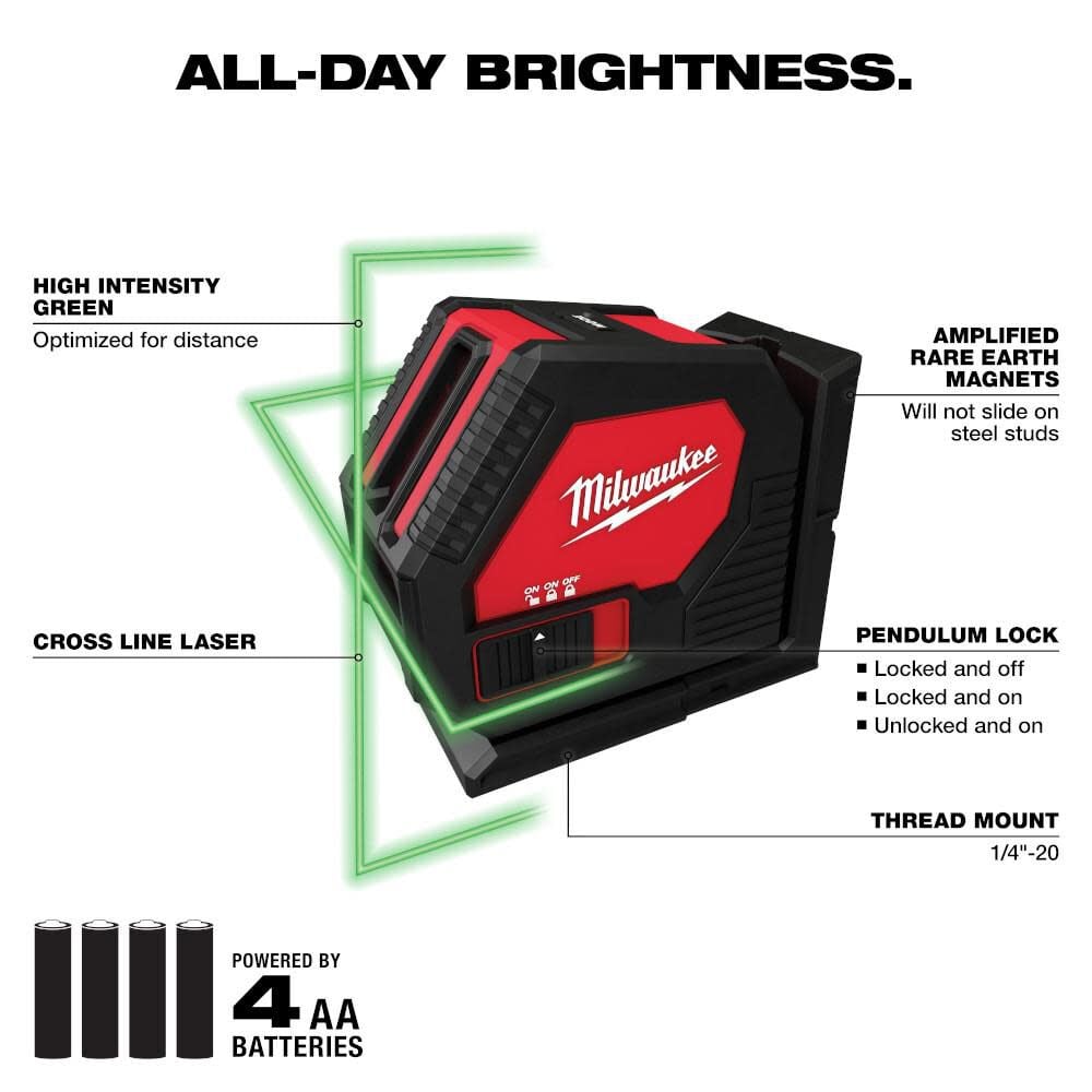 Milwaukee Green Cross Line Laser 3421 - Image 3