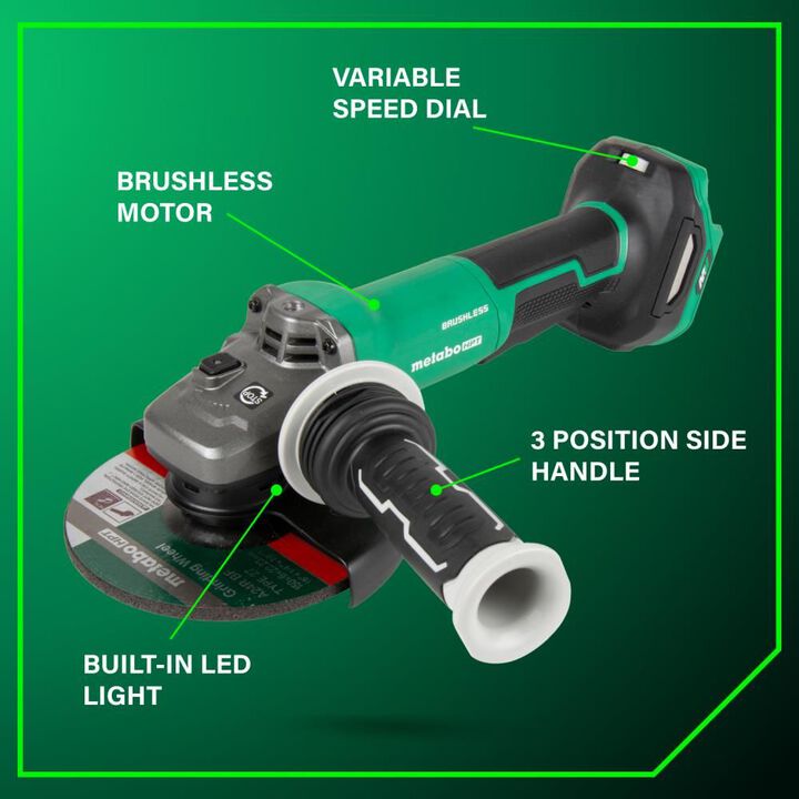 Metabo HPT 36V MultiVolt 6in Angle Grinder Paddle Switch Variable Speed Cordless (Bare Tool), large image number 2
