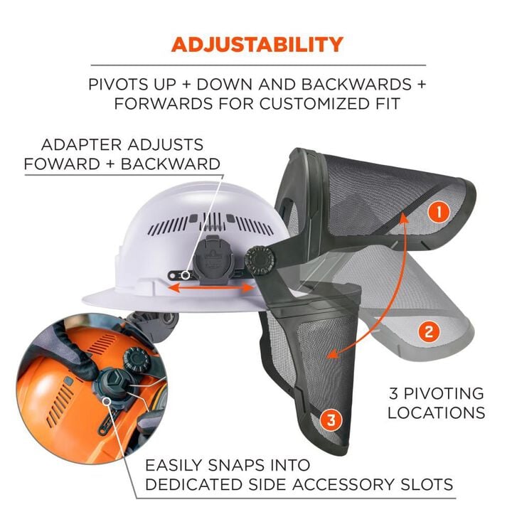 Ergodyne Gray Mesh Face Shield for Hard Hat & Safety Helmet, large image number 4