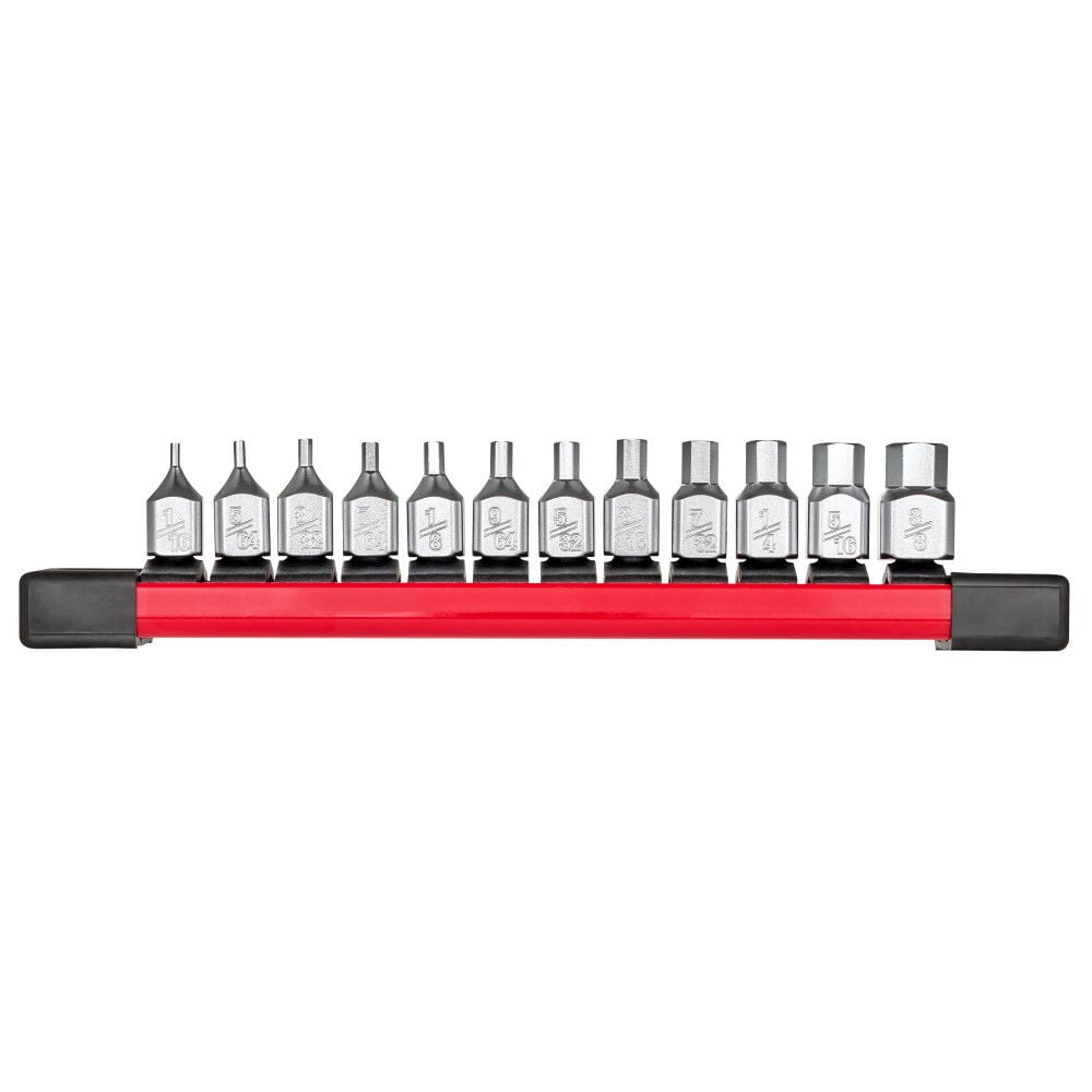 Milwaukee 1/4 Inch Drive Low-Profile Hex Bit Socket Set SAE 12 Pieces, large image number 1