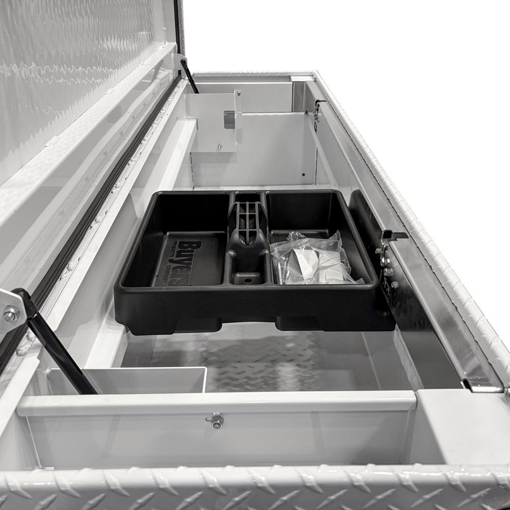 Buyers Products Company 18 x 20 x 71 Inch Diamond Tread Aluminum Crossover Truck Tool Box Gloss White, large image number 6