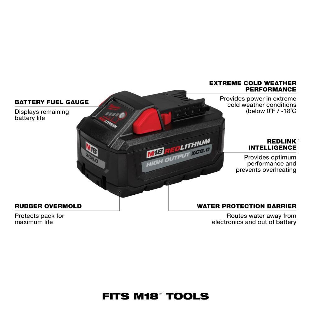 Milwaukee M18 REDLITHIUM HIGH OUTPUT XC8.0 Battery 48 11 1880