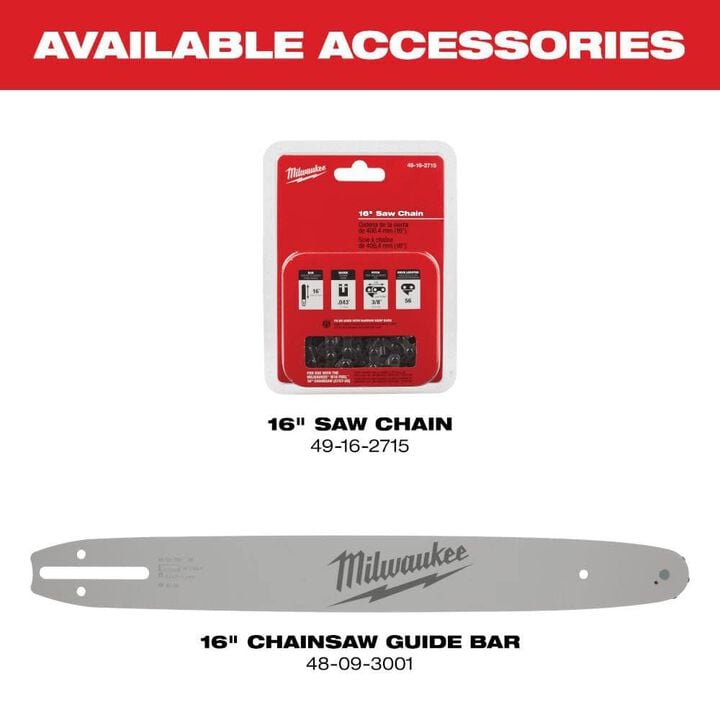Milwaukee M18 450 CFM Handheld Blower and M18 Fuel 16 Inch Chainsaw Bundle, large image number 14