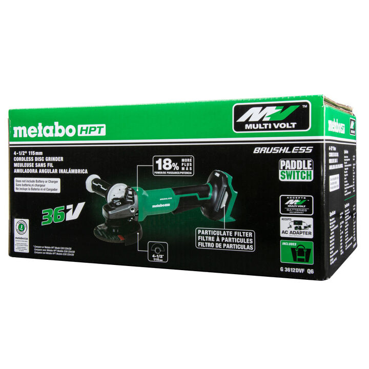 Metabo HPT 36V MultiVolt Brushless 4-1/2 - 5 Inch Variable Speed Paddle Switch Angle Grinder (Bare Tool), large image number 4