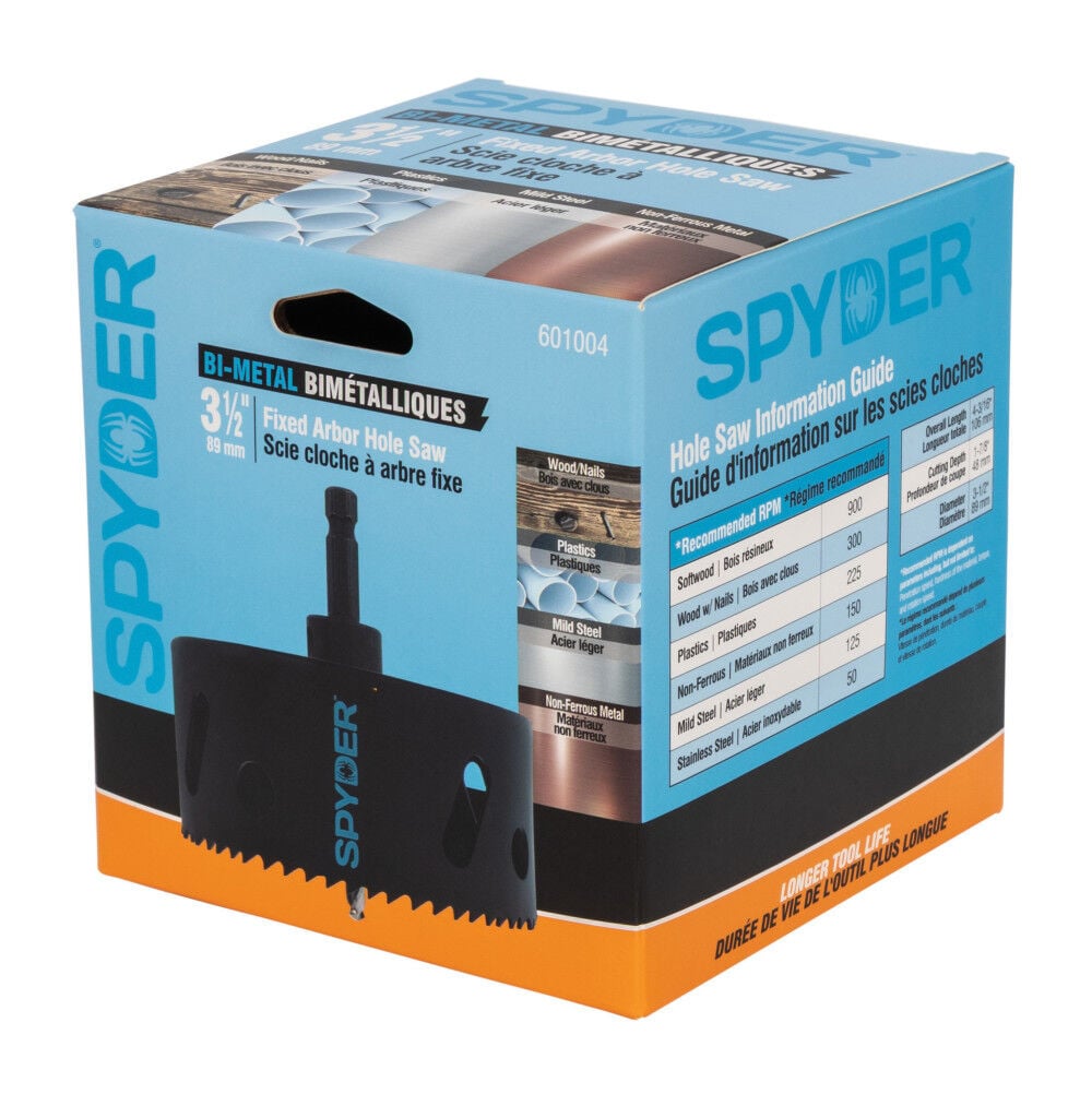 Spyder 3-1/2 Inch Bi-Metal Arbored Hole Saw, HSS Pilot Bit, large image number 8
