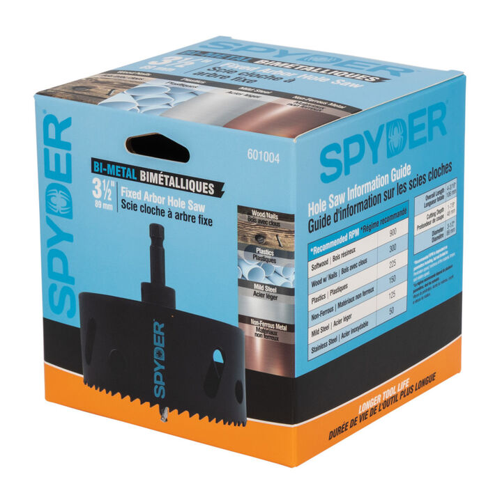 Spyder 3-1/2 Inch Bi-Metal Arbored Hole Saw, HSS Pilot Bit, large image number 7